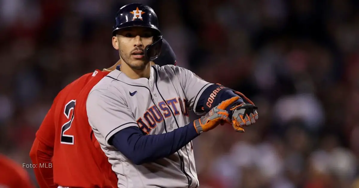 Carlos Correa celebrando con Houston Astros