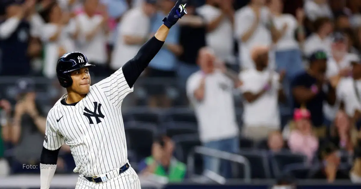 Juan Soto celebrando con New York Yankees